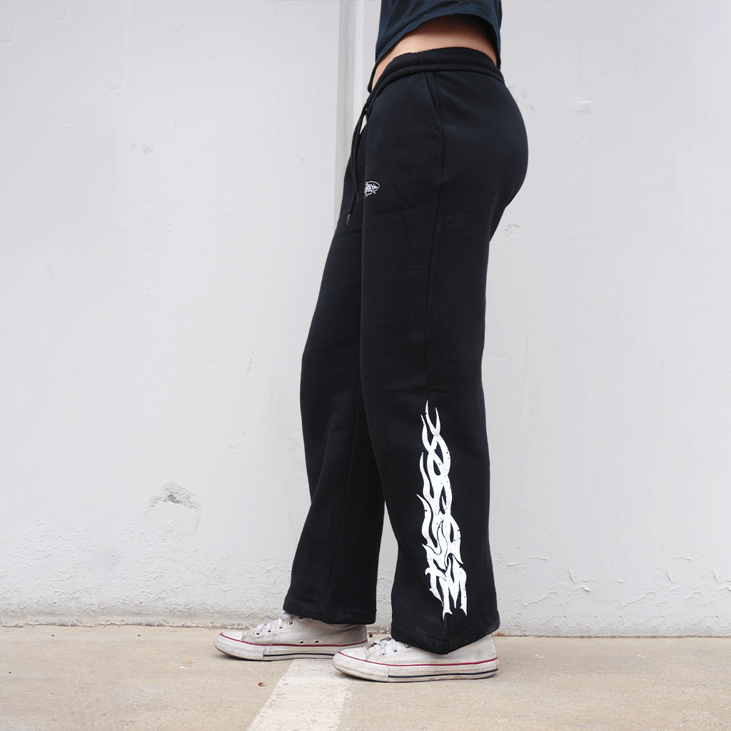 Black Baggy Wide Leg Heavyweight Sweatpants