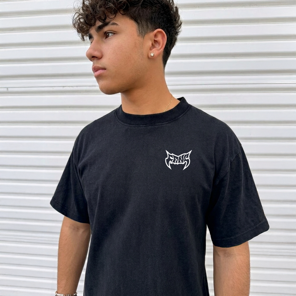 Vintage Flames Cropped Black Heavyweight Tee