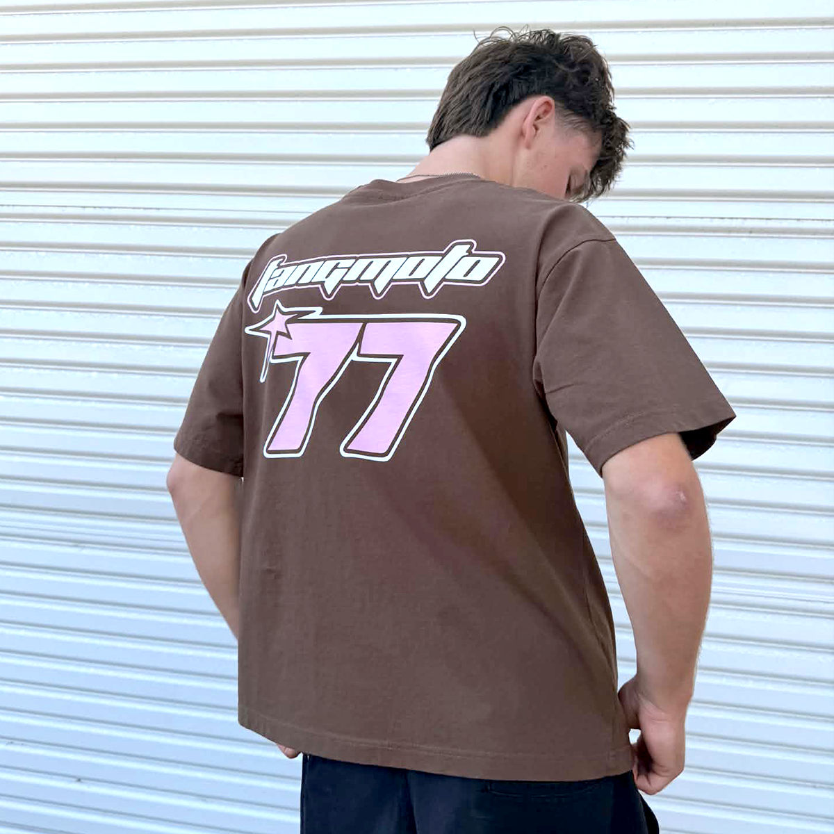 Brown Trackstar 77 Heavyweight Cropped Tee