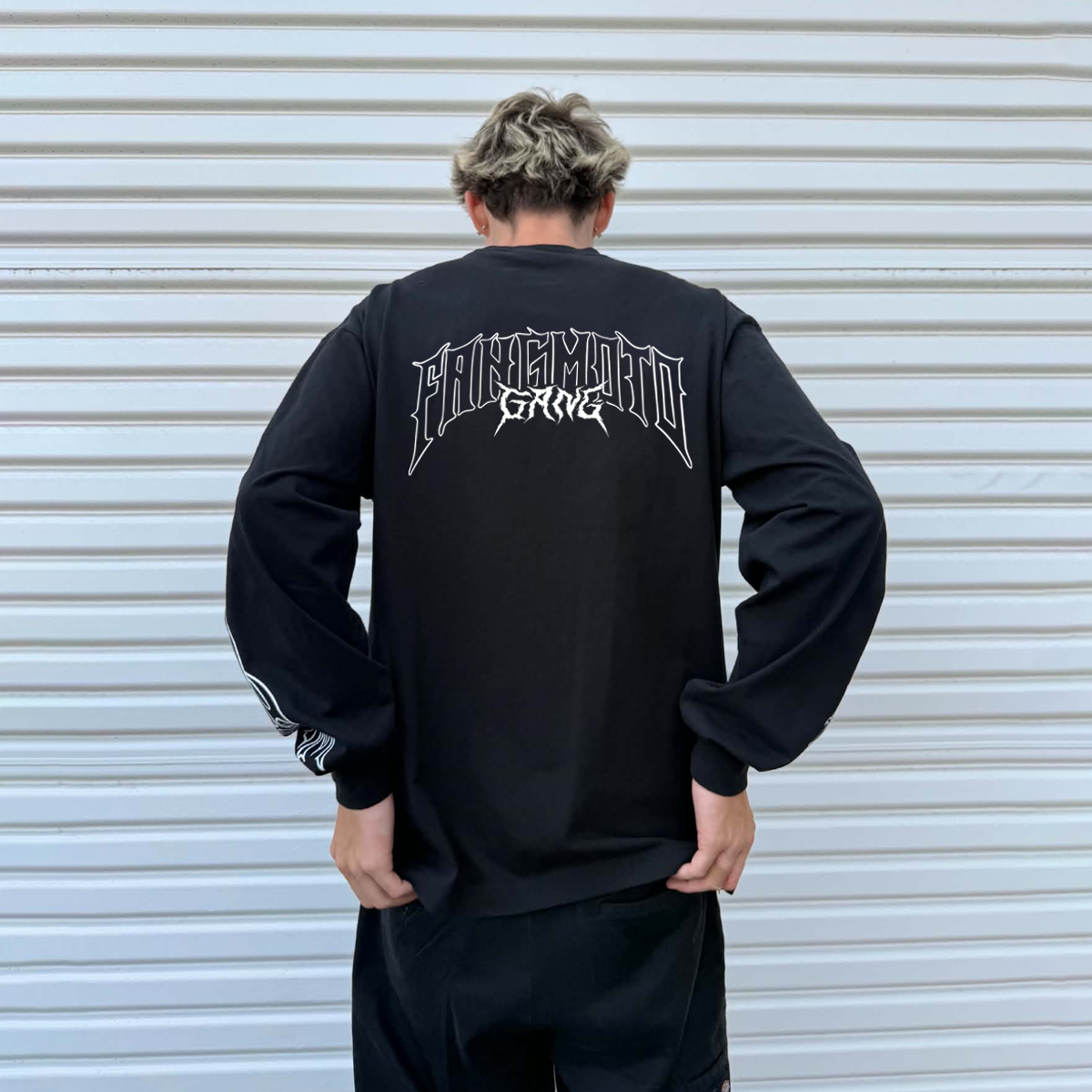 Chopper Long Sleeve Black - Boxy Heavyweight  Shirt by FANGMOTO™