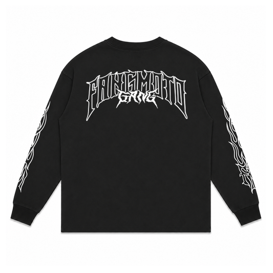 Chopper Long Sleeve Black - Boxy Heavyweight  Shirt by FANGMOTO™