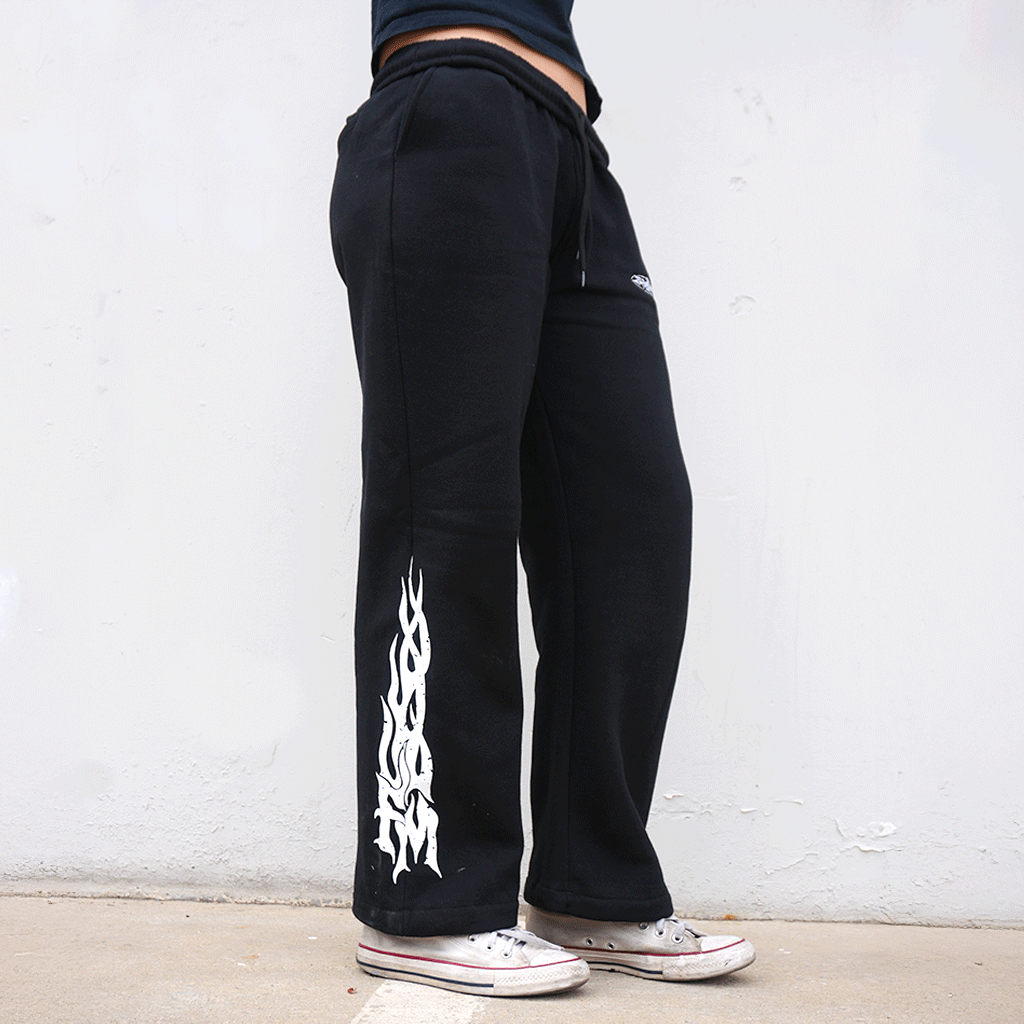 Black Baggy Wide Leg Heavyweight Sweatpants