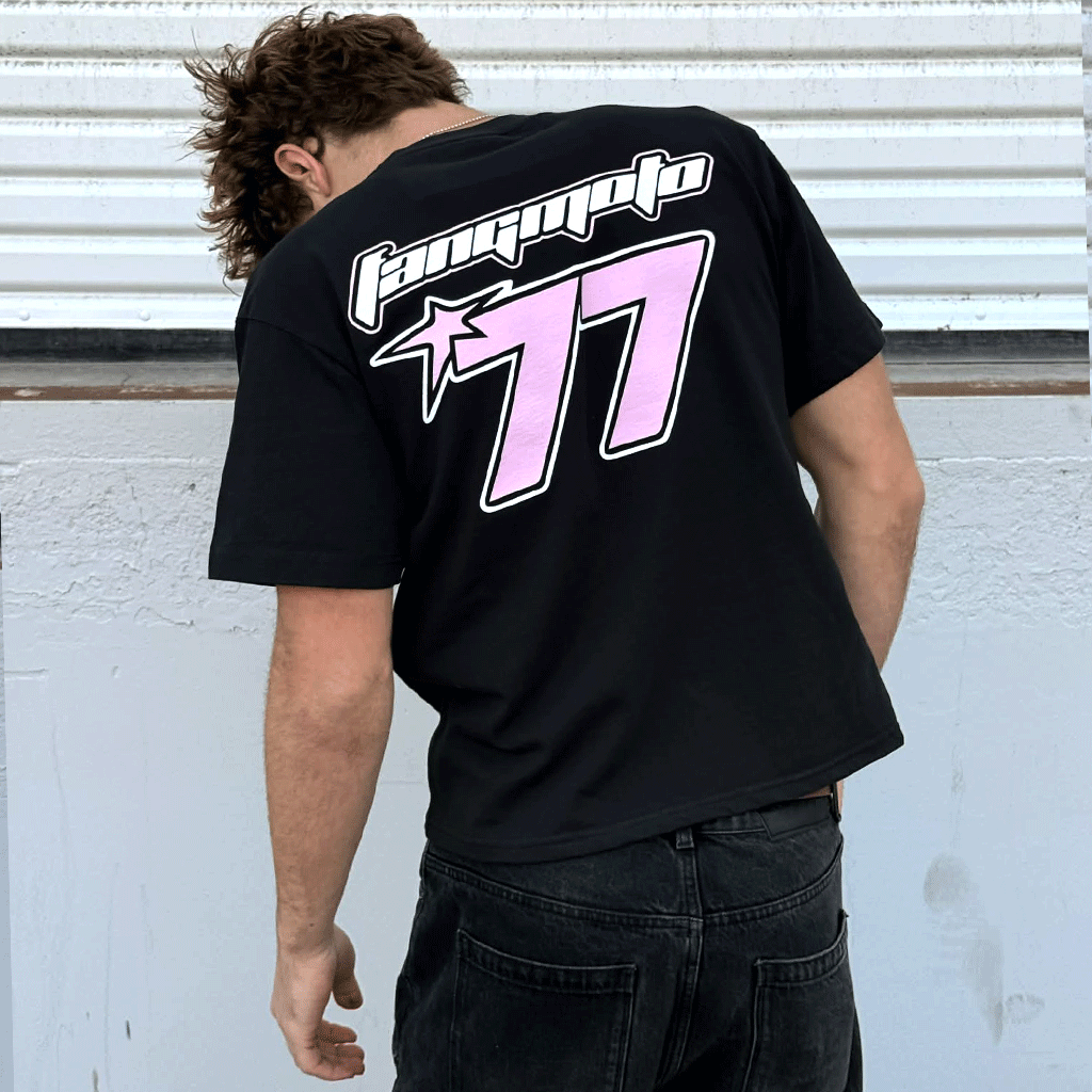 Trackstar 77 Cropped Boxy Tee by FANGMOTO™