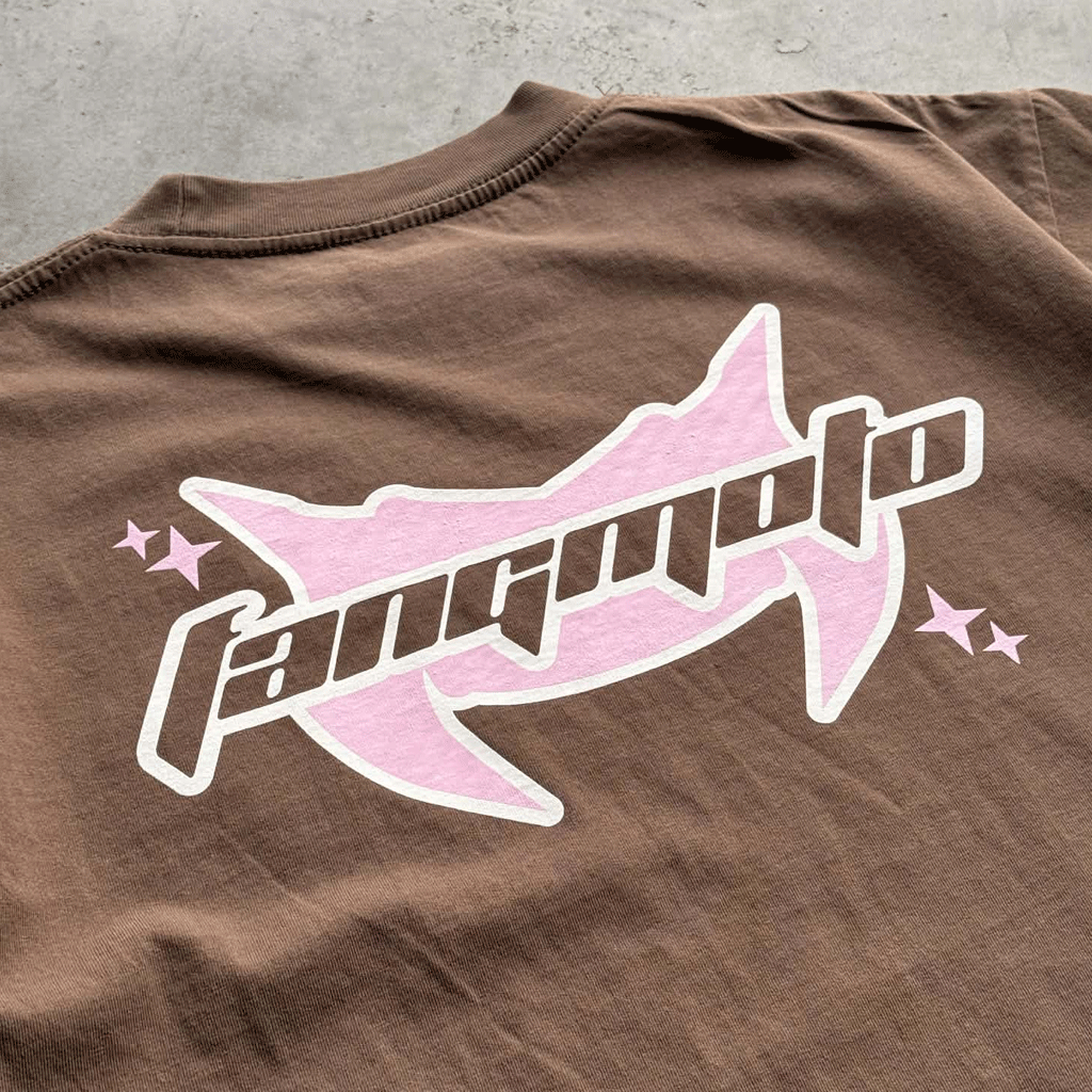 Brown and Pink Boxy Heavyweight Tee by FANGMOTO™