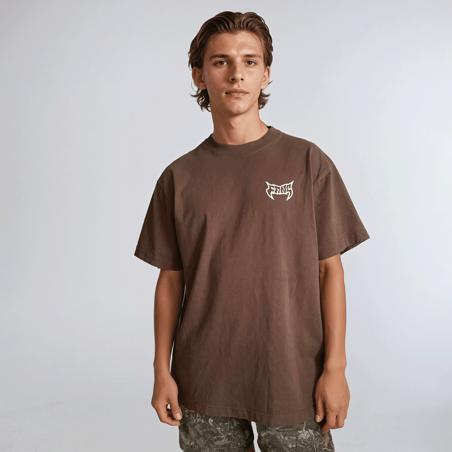 Brown and Cream - Boxy Heavyweight  Shirt by FANGMOTO™