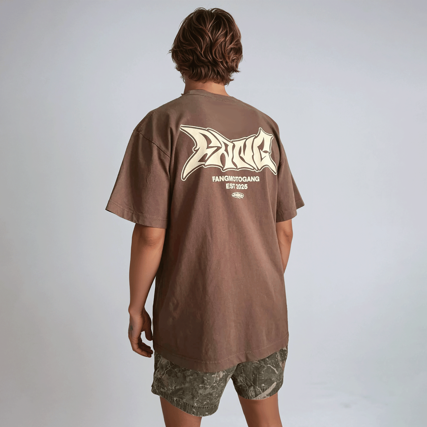 Brown and Cream - Boxy Heavyweight  Shirt by FANGMOTO™