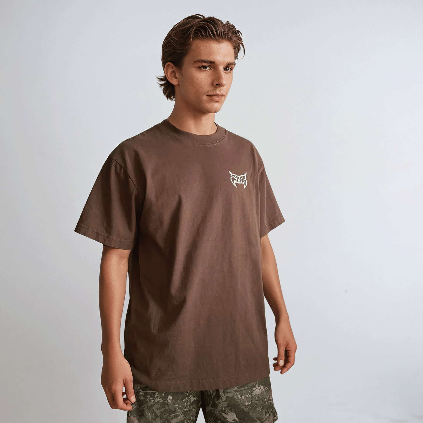 Brown and Cream - Boxy Heavyweight  Shirt by FANGMOTO™