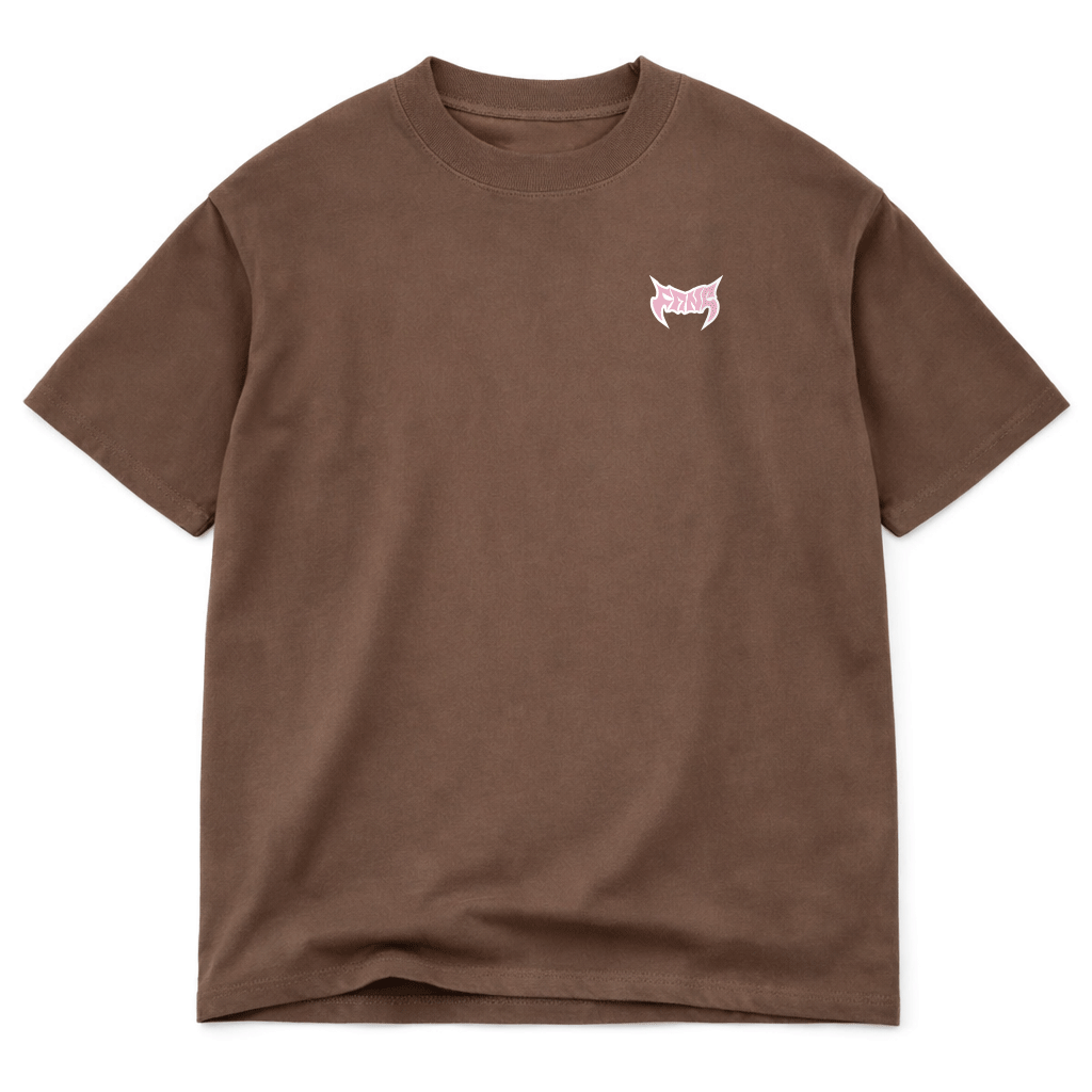 Brown and Pink Boxy Heavyweight Tee by FANGMOTO™