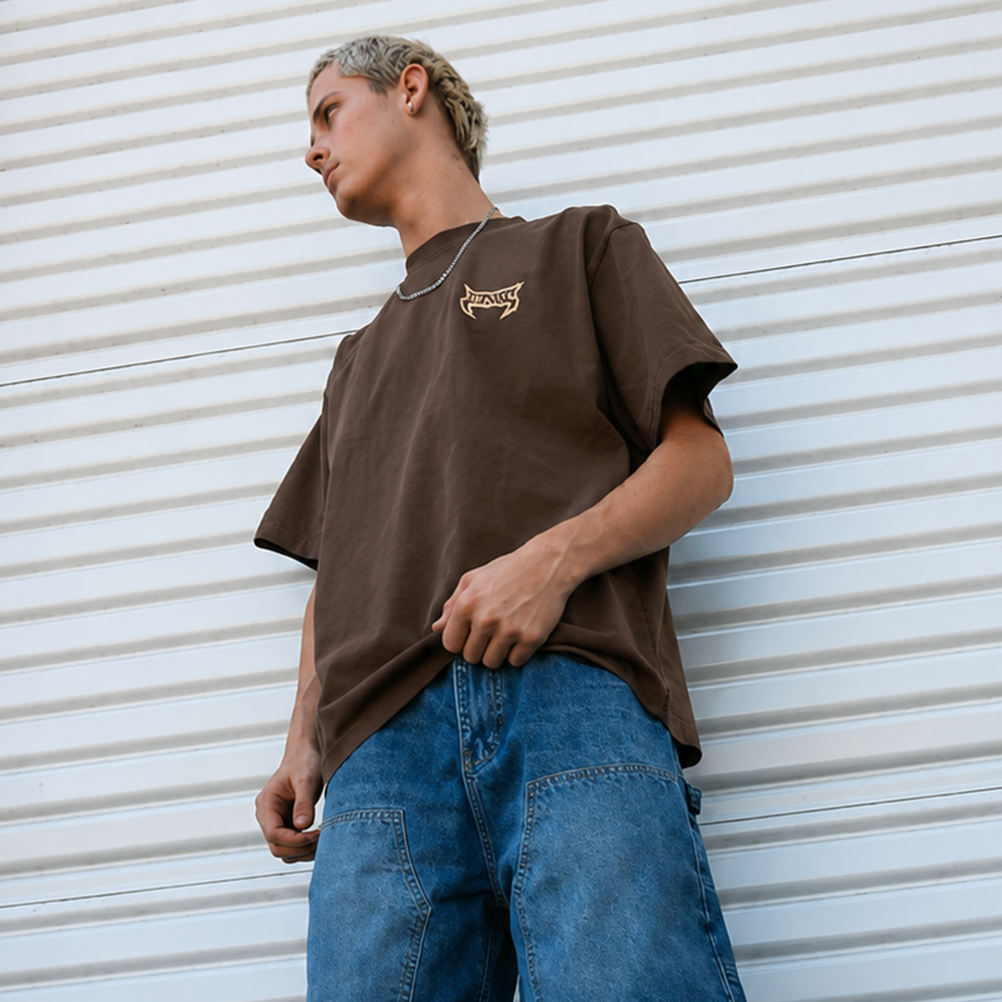 Brown Boxy Heavyweight Tee by FANGMOTO™