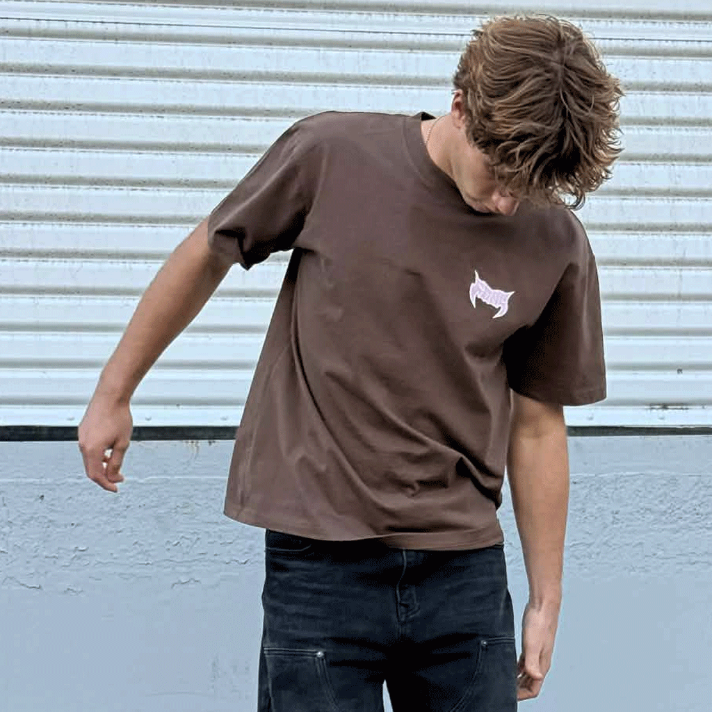 Brown and Pink Boxy Heavyweight Tee by FANGMOTO™