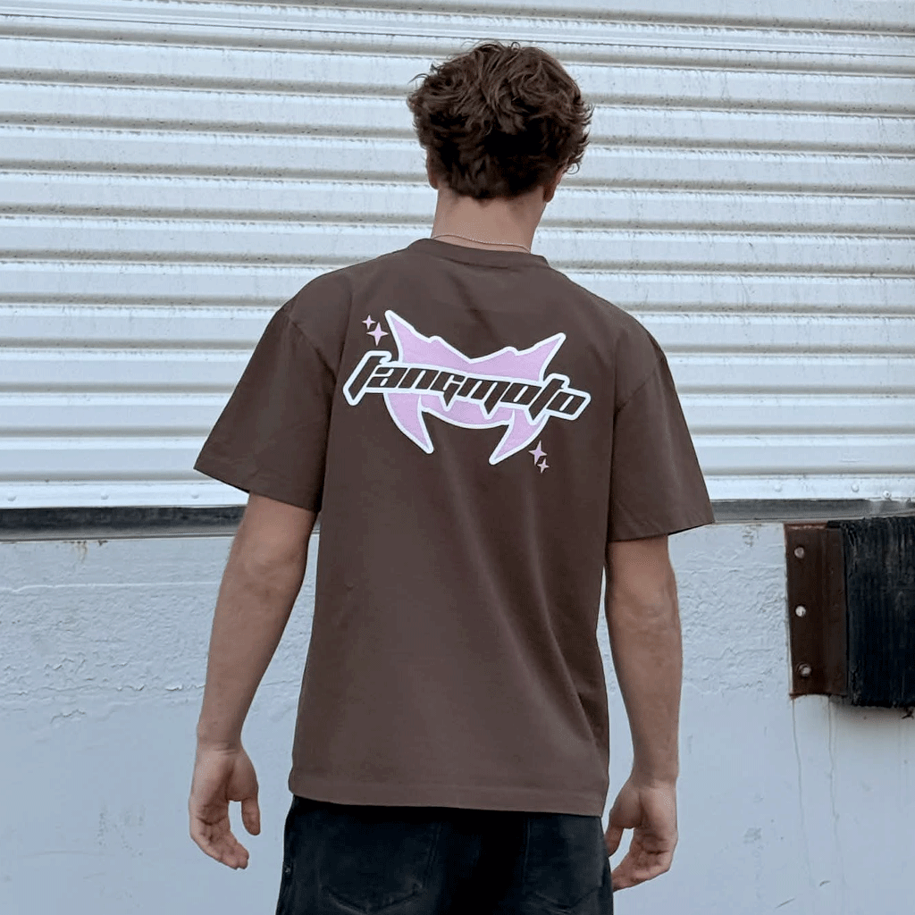 Brown and Pink Boxy Heavyweight Tee by FANGMOTO™