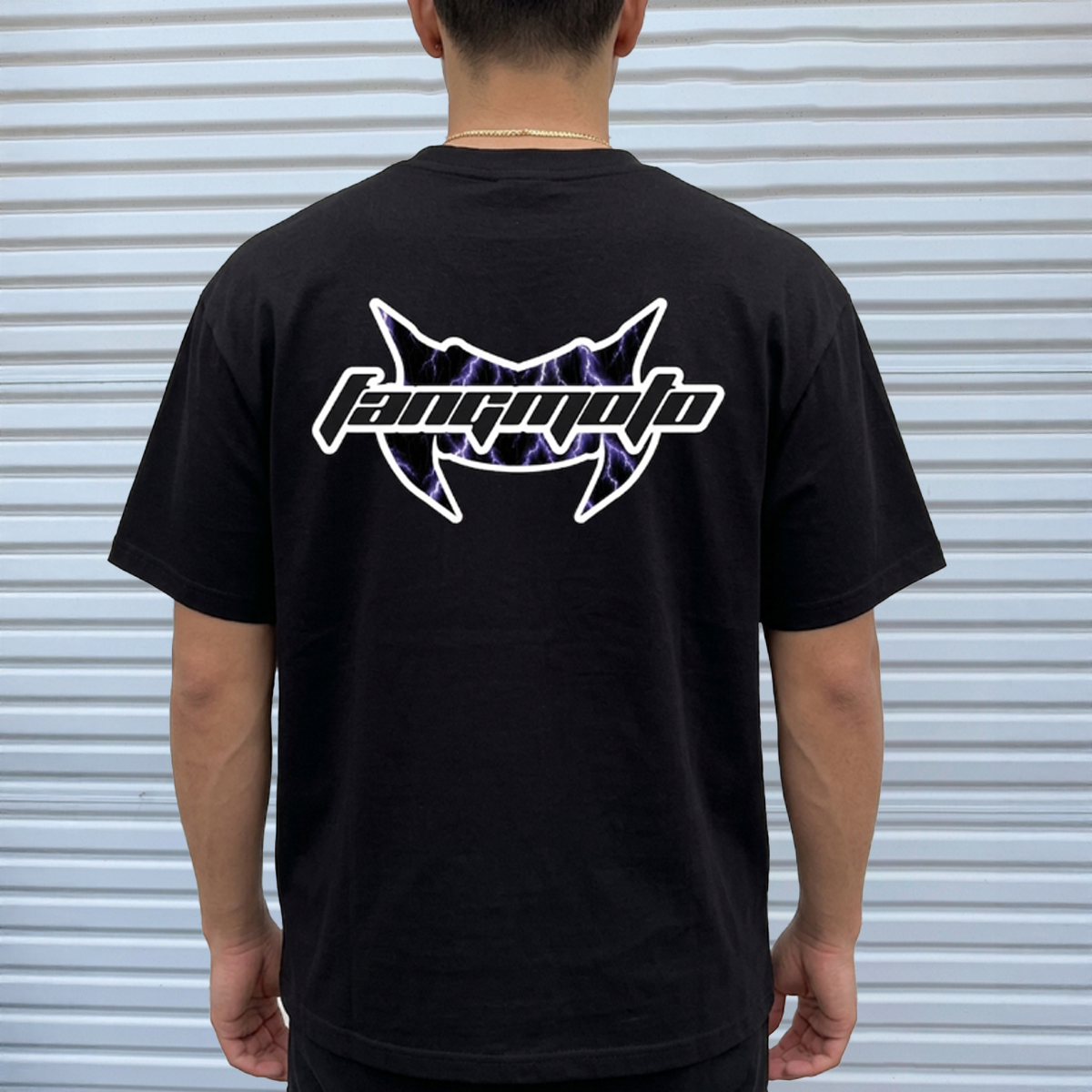 Vintage Lightning Blue Cropped Black Heavyweight Tee