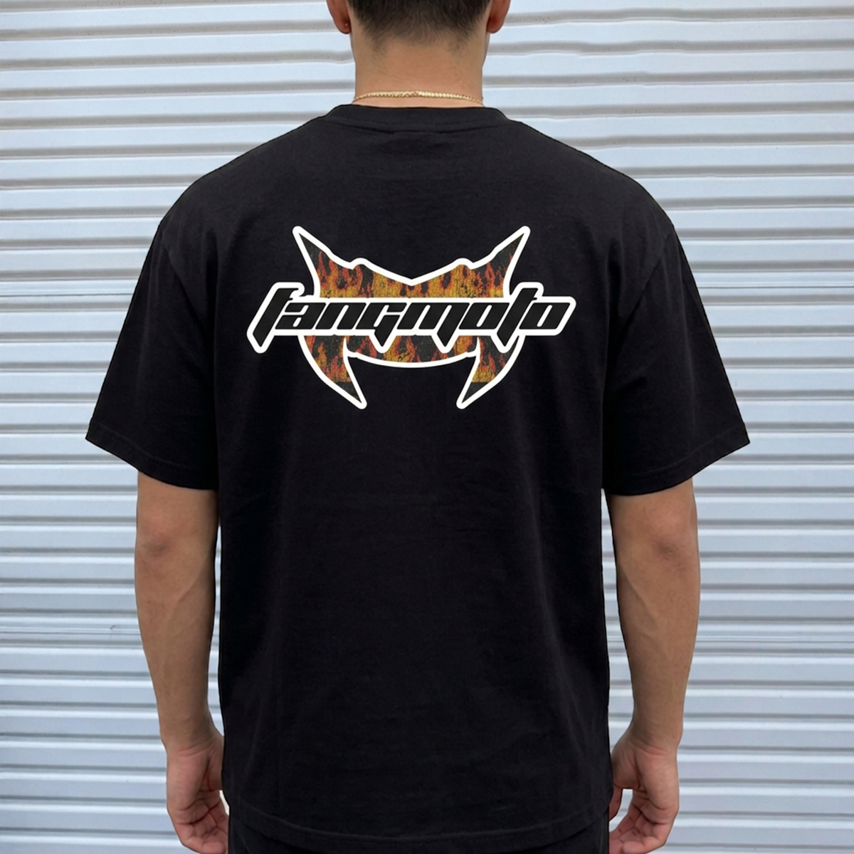 Vintage Flames Cropped Black Heavyweight Tee