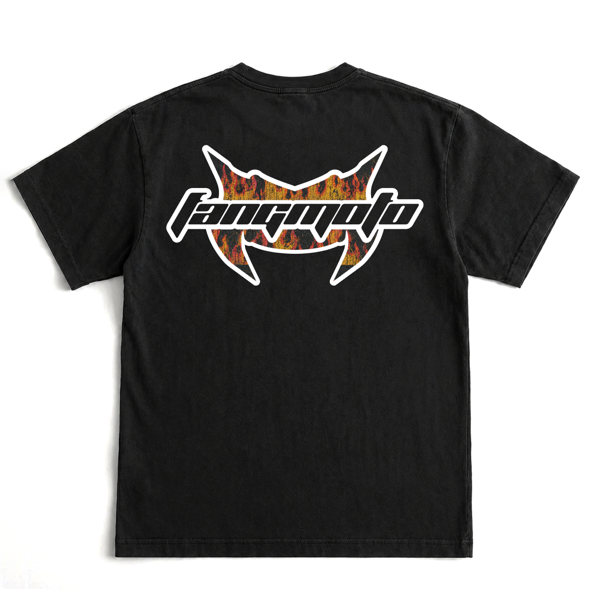 Vintage Flames Cropped Black Heavyweight Tee