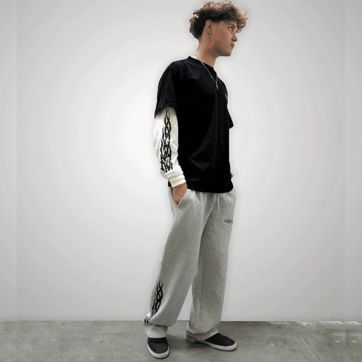 Black Long Sleeve Combo Tee
