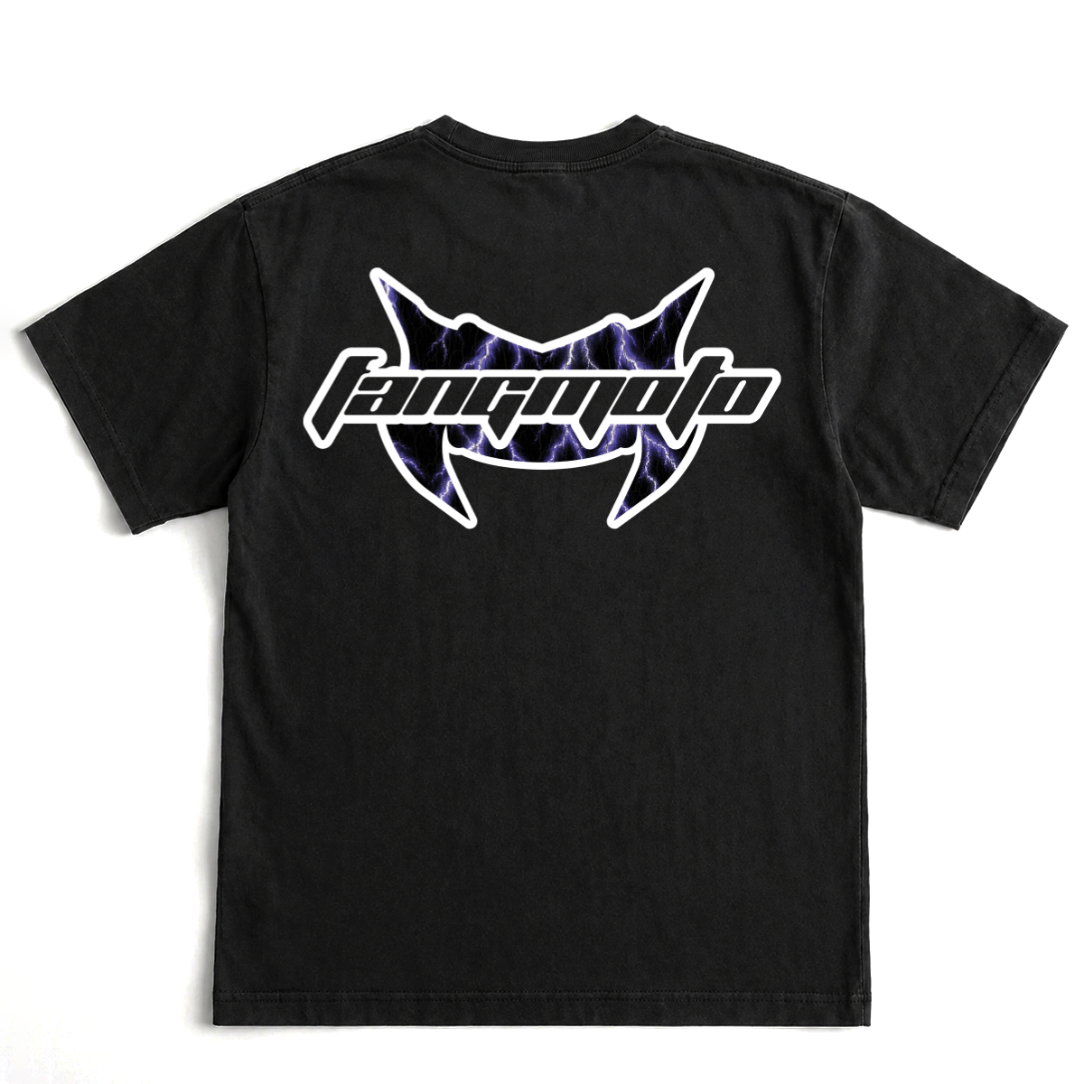 Vintage Lightning Blue Cropped Black Heavyweight Tee