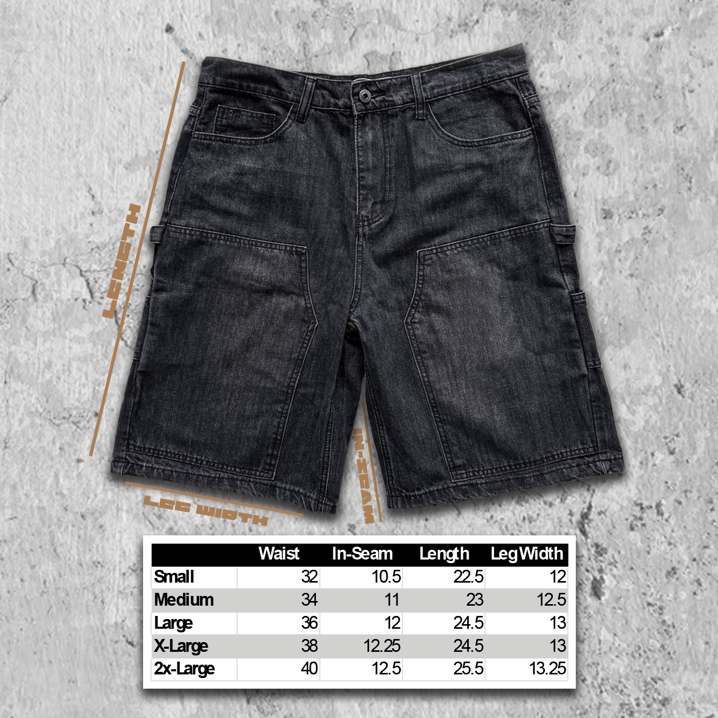 Baggy Carpenter Jorts - Faded Black