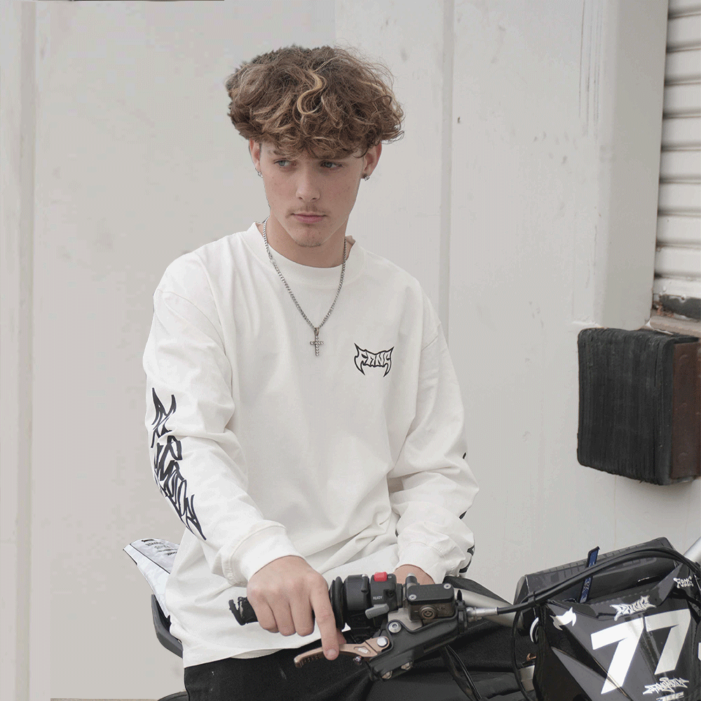 Long Sleeve White - Boxy Heavyweight  Shirt by FANGMOTO™