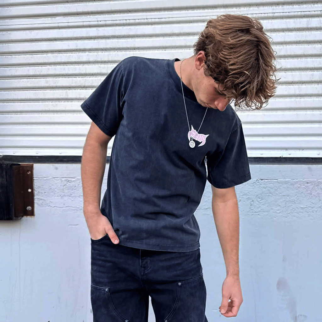 Black and Pink Boxy Heavyweight Tee by FANGMOTO™