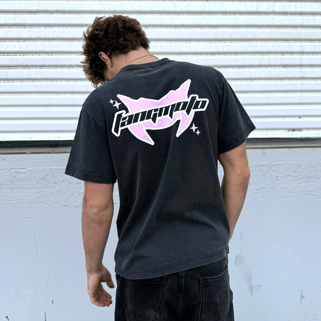 Black and Pink Boxy Heavyweight Tee by FANGMOTO™